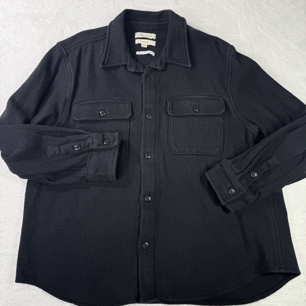 Madewell Twill Easy Shirt Jacket Mens XL Black Easy Fit